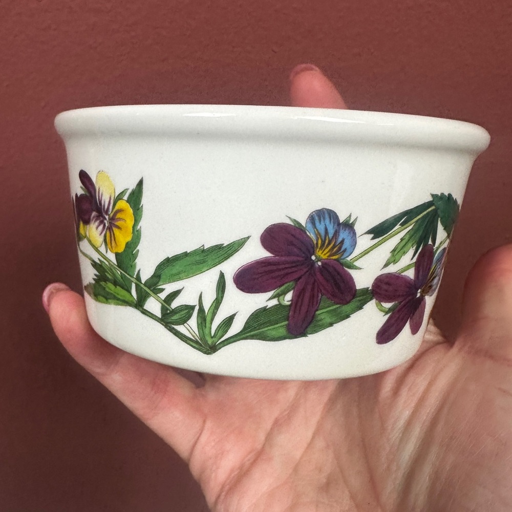 Portmeirion Botanic Garden Ramekin Floral Ceramic Bowl Butterflies Violets